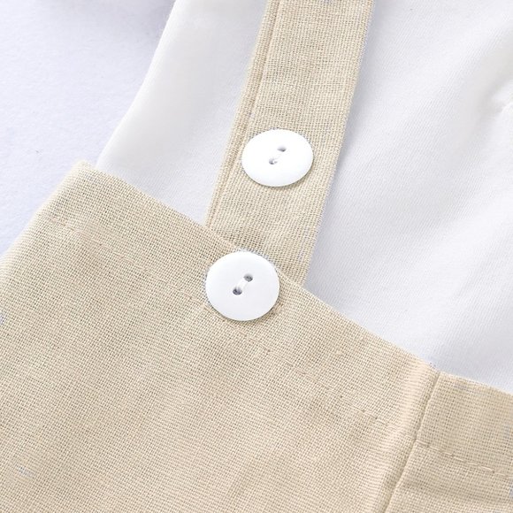 Classic Winnie the Pooh Beige Boy First Birthday Outfit Clothes Suspenders - Picture 7 of 9